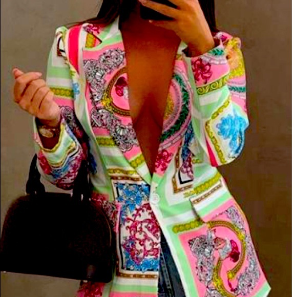 Light weight blazer multi colored print - Picture 1 of 2
